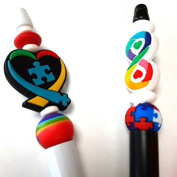 Set Of 4 Autism Awareness Beadable Ink Pens - Picture 3 of 3